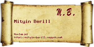 Mityin Berill névjegykártya
